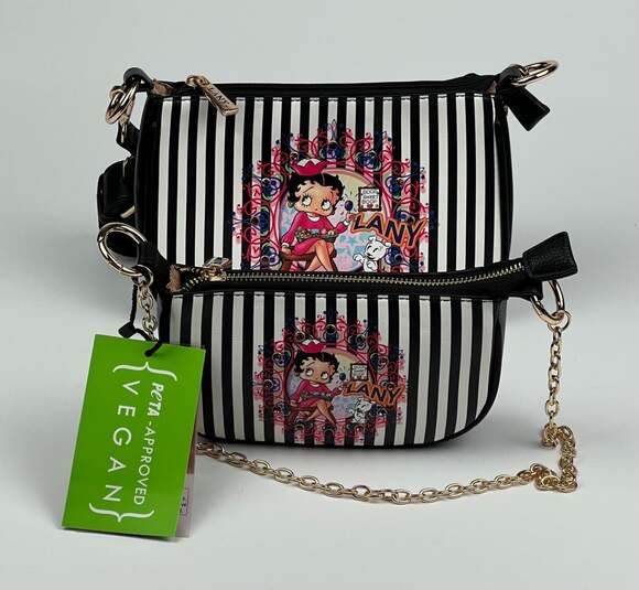 Betty Boop Handbags - NEW! Betty Boop Womens Lany Vegan Crossbody with Chain Shoulder Bag